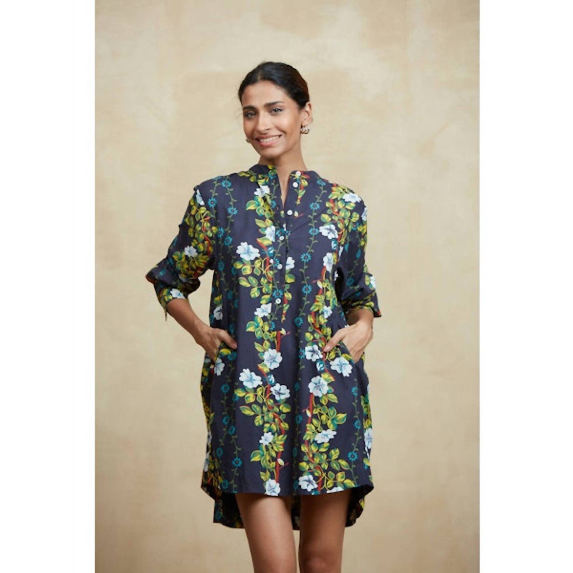 New Ro's Garden Cynthia Short Dress In Scala Navy